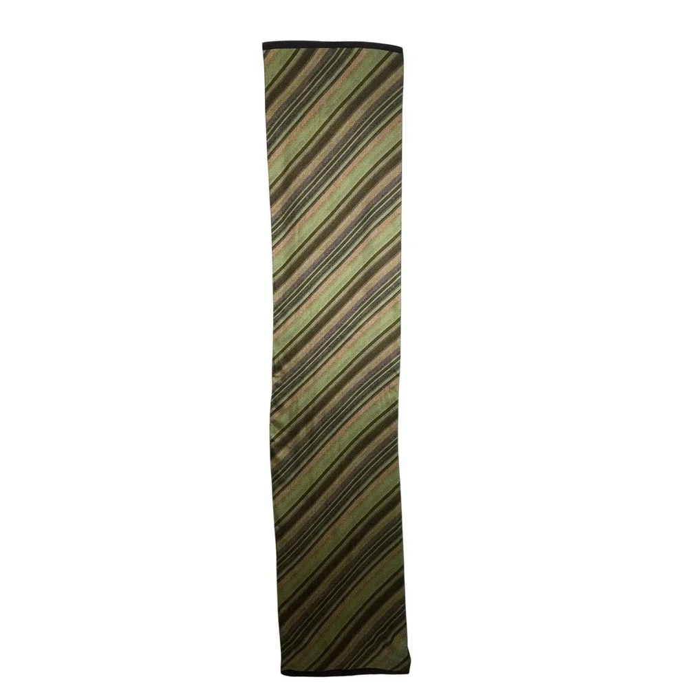 Echo Silk Scarf Green Tan Black Chevron Herringbone Striped Rectangular Wrap‎